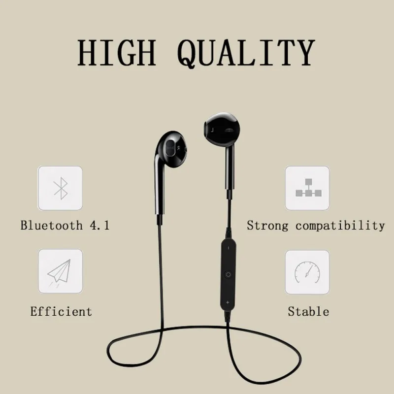 Спортивные беспроводные Bluetooth наушники S6 для телефона с микрофоном белые