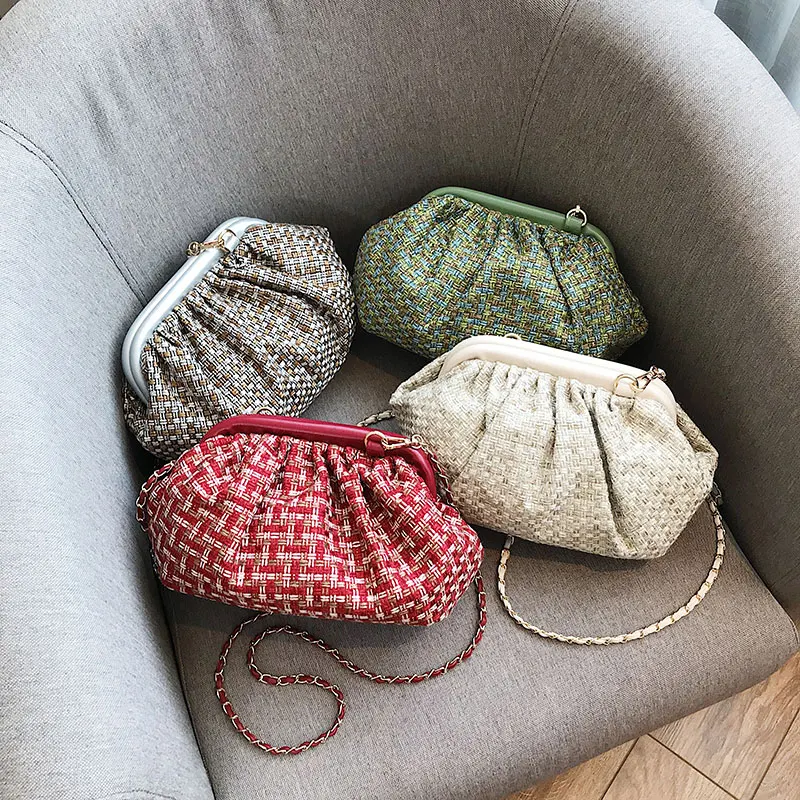 Модная тканая сумочка с цепочкой милая маленькая Дамская шерстяная сумка на