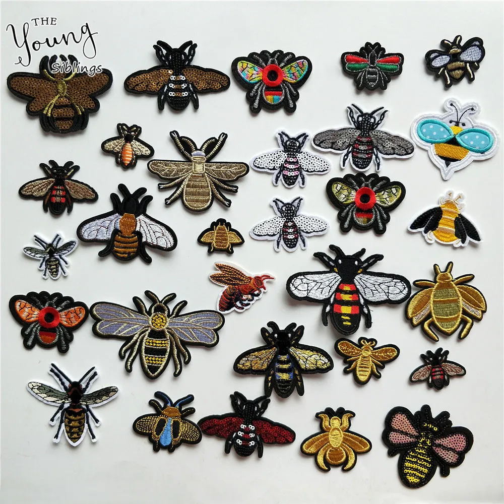 

High quality Embroidery bee hornet Patches Iron On Or Sew Fabric Sticker For Clothes Insect Badge Appliques DIY Accessories