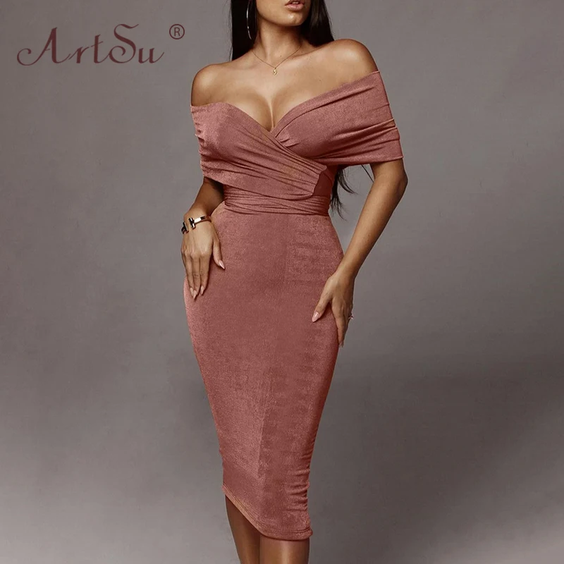 Женское Бандажное платье макси с открытыми плечами и открытой спиной|Женские