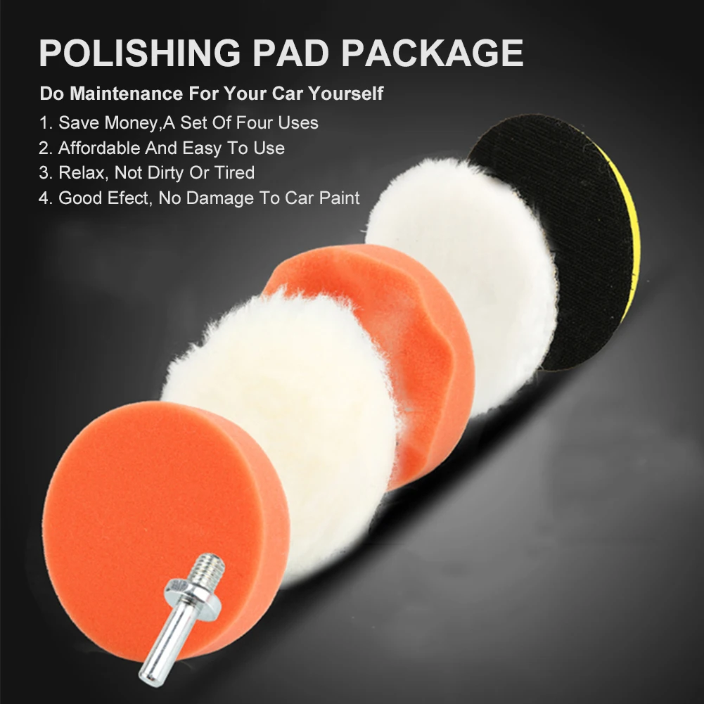 

6PCS Car Polishing Pad Sponge Wool Polishing Disc 3"/4" Waxing Sponge Car Styling Polishing Disc with Backplate Drill Adapter