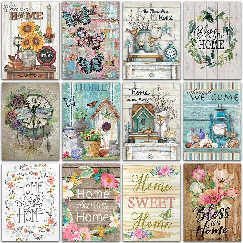 

5D Diamond Painting Cartoon Flower Butterfly Full Square Diamond Embroidery Cross Stitch Diamond Mosaic Paint Wall Home Decor