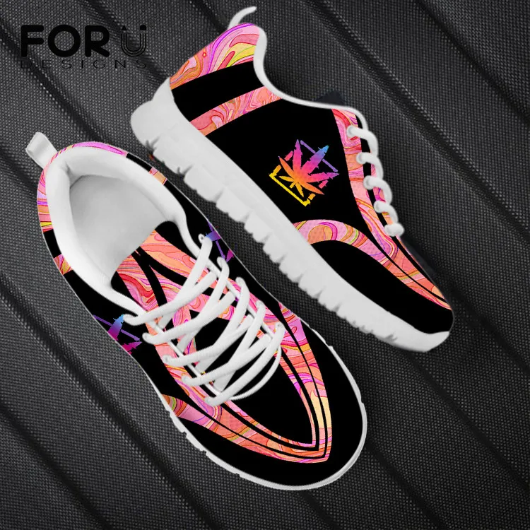 

FORUDESIGNS New Arrival Female Casual Sneakers Brand Design Fashion Flats Shoes Tropical Leaf Print Lace-up Shoes Zapato Mujer