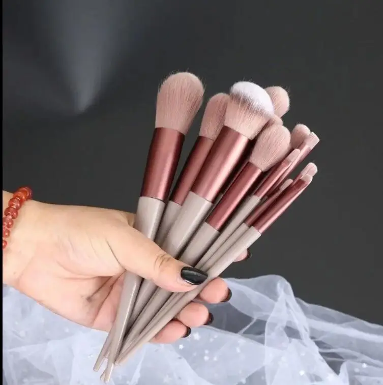 

13pcs Makeup Brushes Pro Pink Brush Set Powder Eyeshadow Blending Eyeliner Eyelash Eyebrow Make Up Beauty Cosmestic