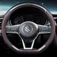 car carbon fiber leather steering wheel covers interior accessories 38cm for suzuki ignis swift ertiga sx4 vitara car styling