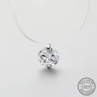 Реальные 925 стерлингового серебра 40 см леска Симпатичные Циркон жемчужное ожерелье с подвеской, хорошее ювелирное изделие, романтическое колье для женщин подарок
