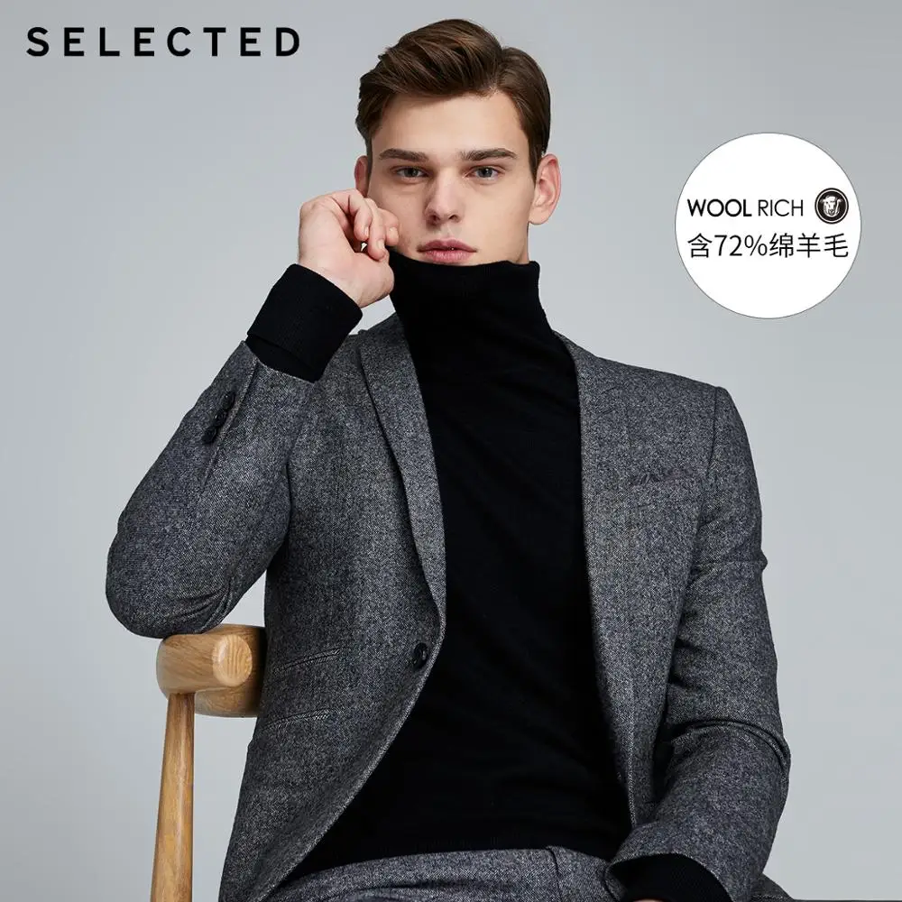 SELECTED Men's Regular Slim Fit Woolen Business Casual Blazer S|419472514 | Мужская одежда