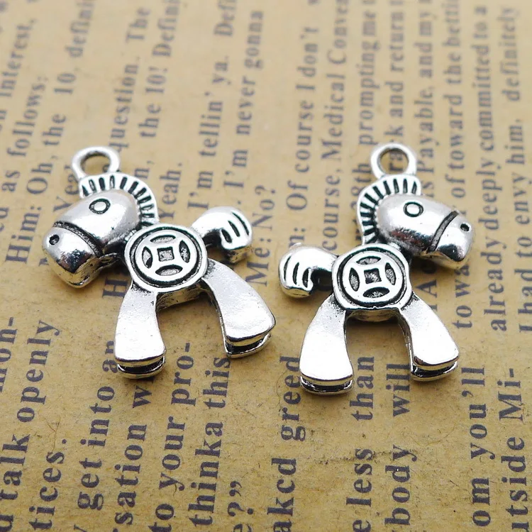 8 штук 16*24 мм старинное серебро Цвет Смешанные сплава Юла лошадь венец талисманы