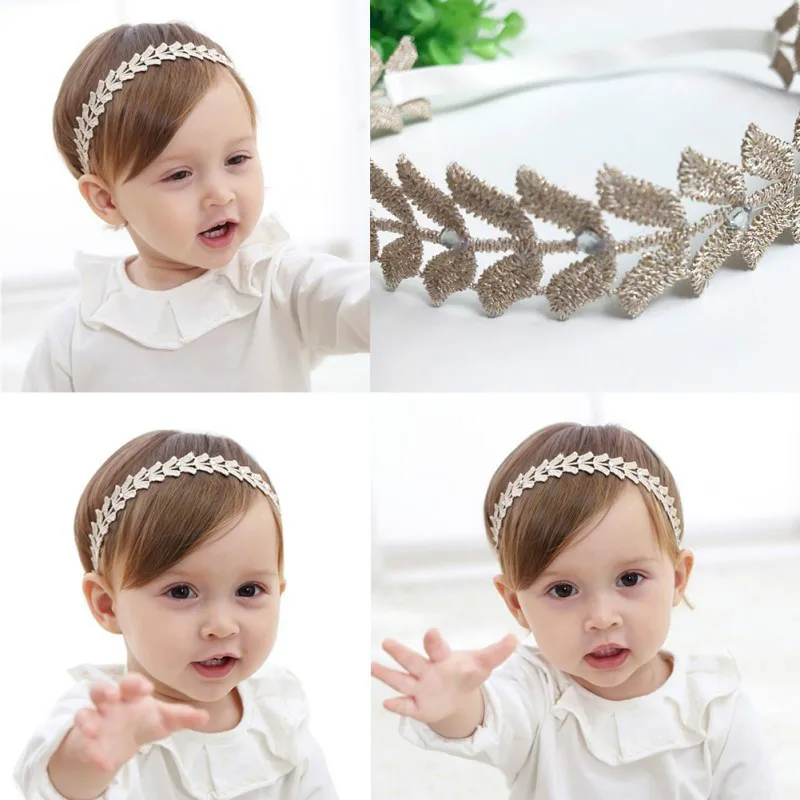 

Korean Version Lace Flower Headband Baby Girl Pearl Rhinestone Scrunchie Hair Accessories Bow Leaf Elastic Newborn Hair Band