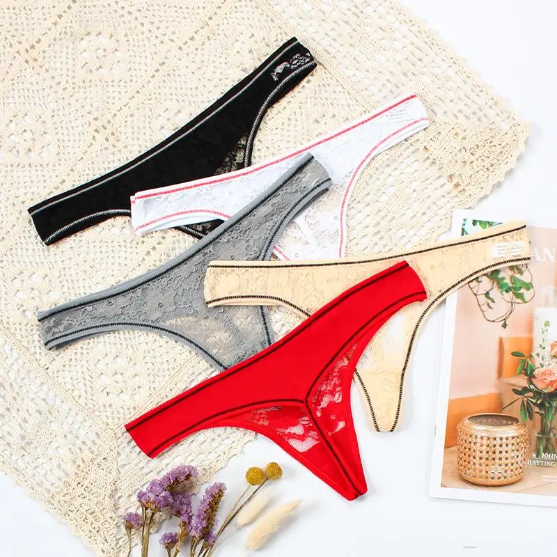 

Ultra Thin Soft Stretch Sexy Lingerie Lace G Strings Thongs Low Waist Hollow Breathable Cotton Panties Underwear Women Intimates