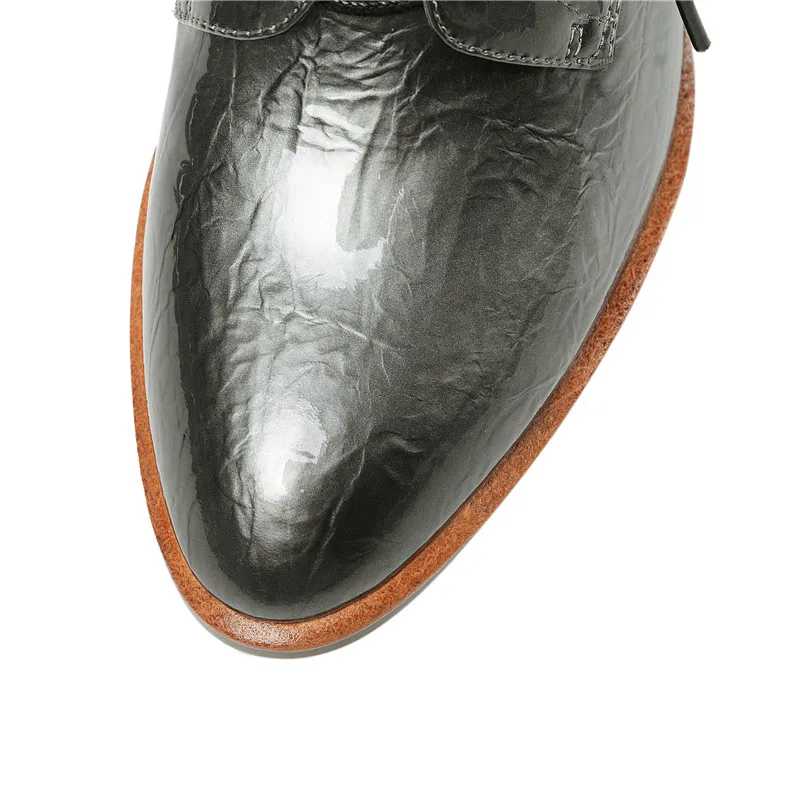 Женские модельные туфли MORAZORA черные из натуральной кожи на толстом высоком