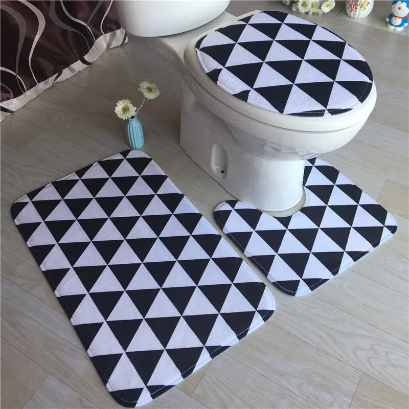 Zeegle Bathroom Mat Set Memory Foam Kitchen Toilet Rug Non Slip Geometry Printed Floor Carpet | Дом и сад