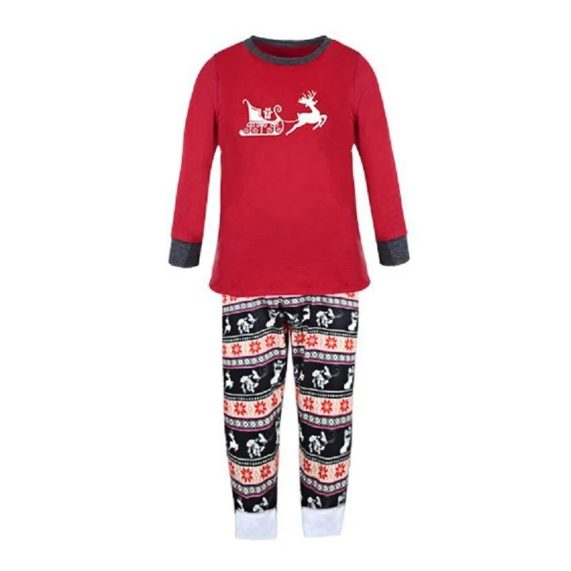 

Family Christmas Set Holiday Pajamas Deer PrintingT-shirt+ Striped Printed Trousers Set Family Matching Autumn Outfits Hot