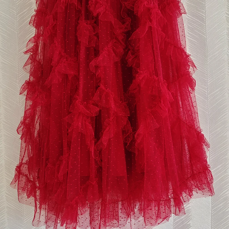 AELESEEN модное многослойное Тюлевое платье с длинным рукавом весна-осень 3D оборки