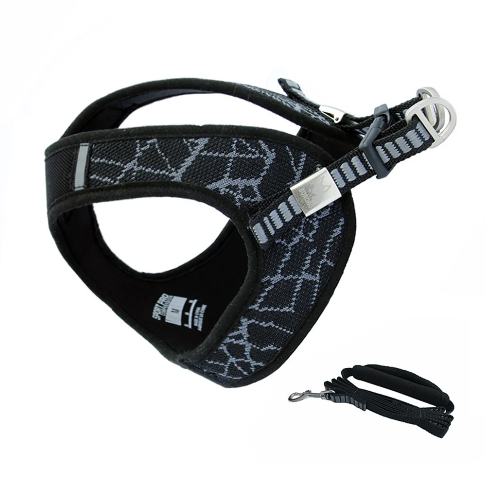 Gray vest and rope Urijk поводок для собак на открытом воздухе, светоотражающий устойчивый жилет, мягкий нагрудный жилет для кошек, собак, домашних животных, нагрудный ремень, поводок XS/S/M/L - Цвет: Gray vest and rope