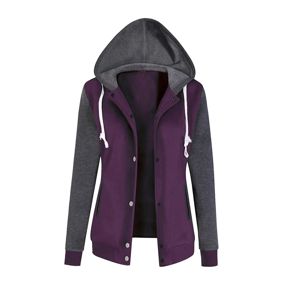 JAYCOSIN Fashion Ladies Solid Long Sleeve Sweatshirt Chic Casual Elegant Baseball Sport Comfortable Hooded Pullover Tops | Женская