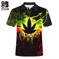 ogkb euus size fashion polo t shirt 3d weed printed punk colorfull maple leaf polo shirt unisex manwomans short sleeve tops