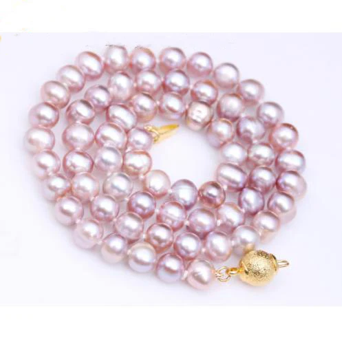 

New Arrival Favorite Pearl Necklace AA 6-7MM Lavender Cutlrued Freshwater Pearl Fine Jewelry Charming Wedding Party Lady Gift