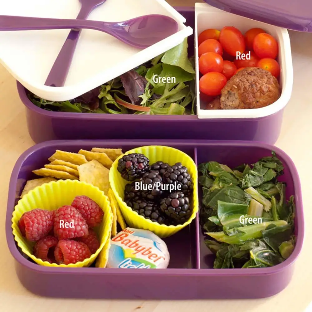 

Microwave Double Layer Lunch Boxes 1400ml Salad Bento Box Food Storage Containers Snack Box With Spoon Fork Workers Children