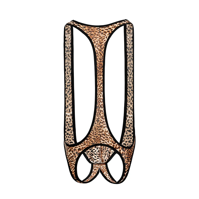 Сексуальные мужские леопардовые комбинезоны сексуальная пижама открытый