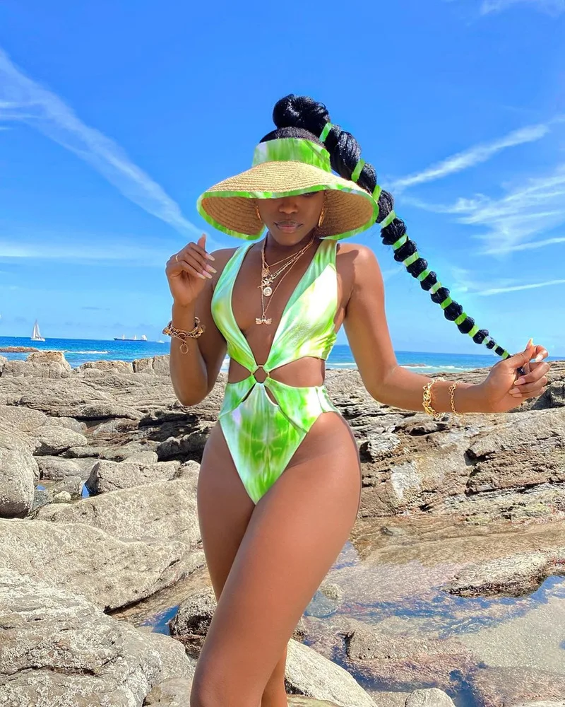 Слитный купальник с вырезами новинка 2021 купальный костюм для женщин принтом