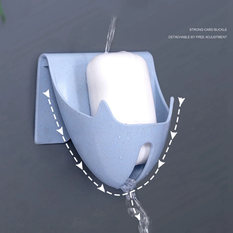3 Pcs Soap Dish with Drain Color Tray Bathroom Free Perforated Draining Plastic Blue White Beige | Дом и сад