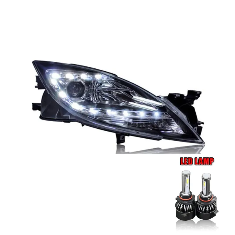 ALL LED 2 шт. автомобильный стиль светодиодный фары для Mazda 6 2009-2013 для Mazda 6 Головной фонарь светодиодный DRL Объектив двойной луч H7 HID Xenon bi xenon объектив - Цвет: ALL LED