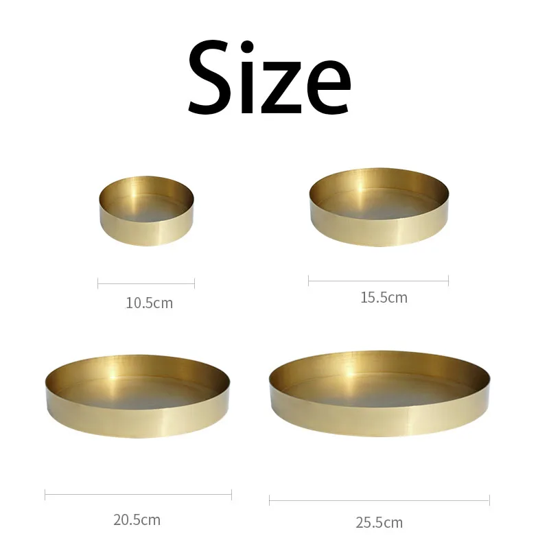 

Gold Brass Storage Trays Decorative Nordic Modern Gilded Dessert Plates Hotel Restaurant Serving Tray Jewelry Cosmetic Organizer
