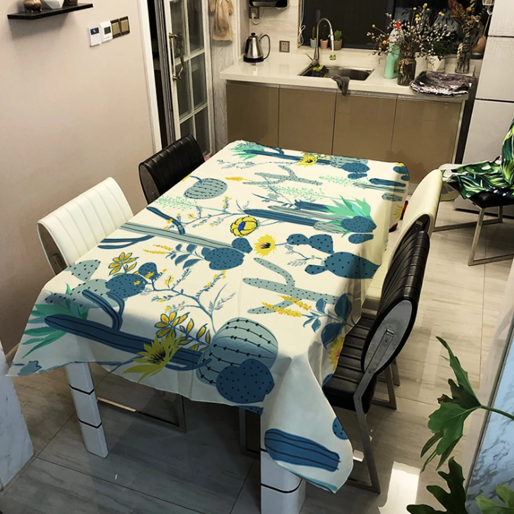 Водостойкая масляная скатерть с рисунком кактуса домашний декор для кухни