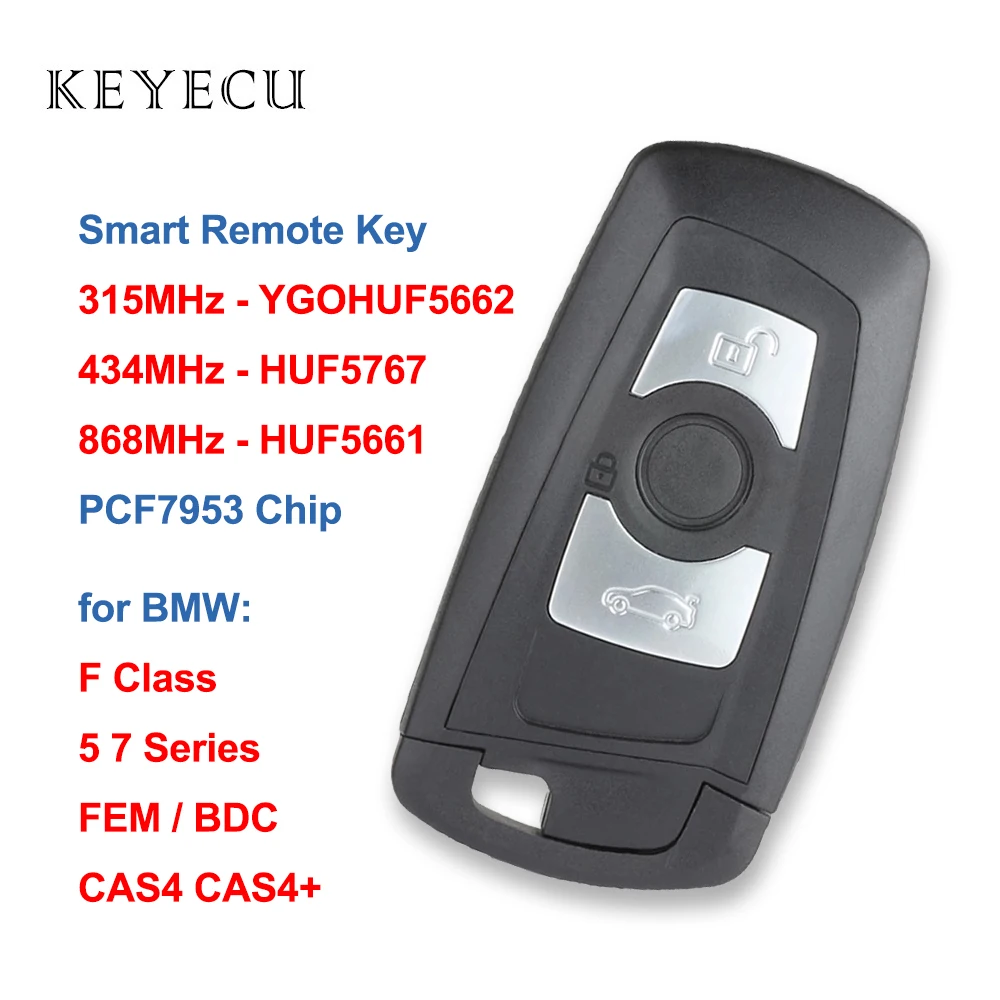 Keyecu FEM BDC CAS4 + умный дистанционный ключ PCF7953 для BMW F20 F35 5 7 серии 315 МГц YGOHUF5662 434 HUF5767 868