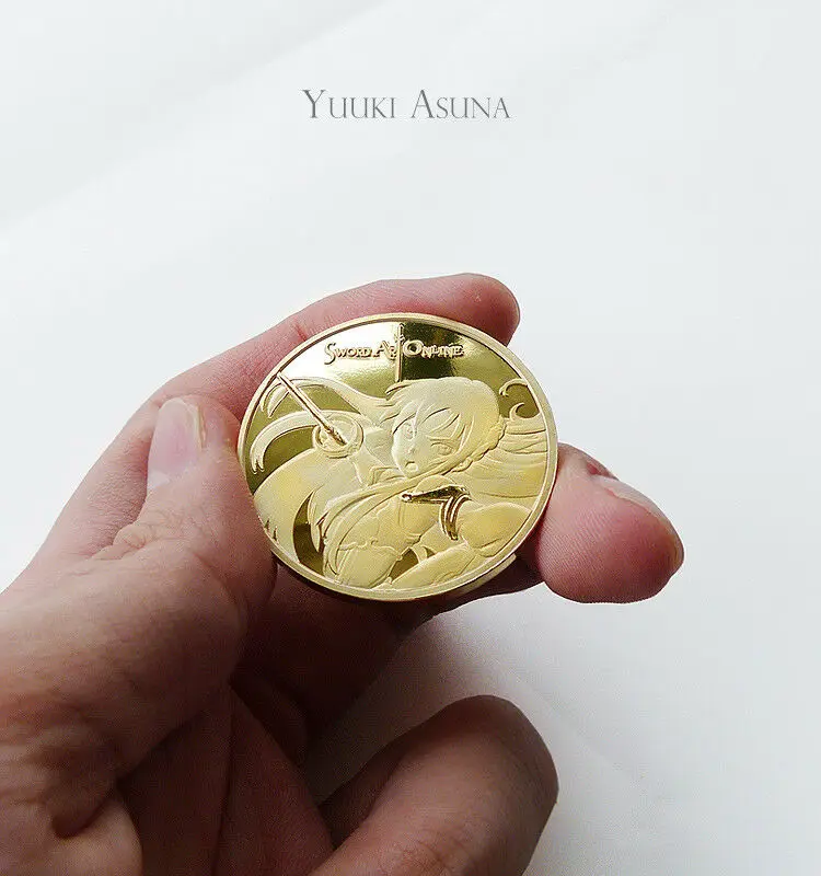 Новый аниме меч искусство онлайн Сан Наруто Kirito Asuna сувенирная монета Золотая