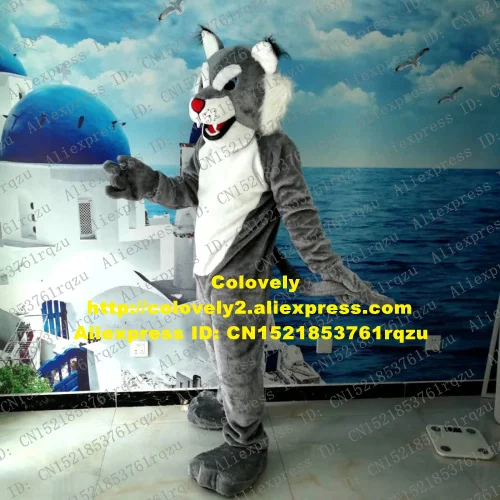 Серый длинный меховой волк хаски собака дикий кот пушистый костюм талисман