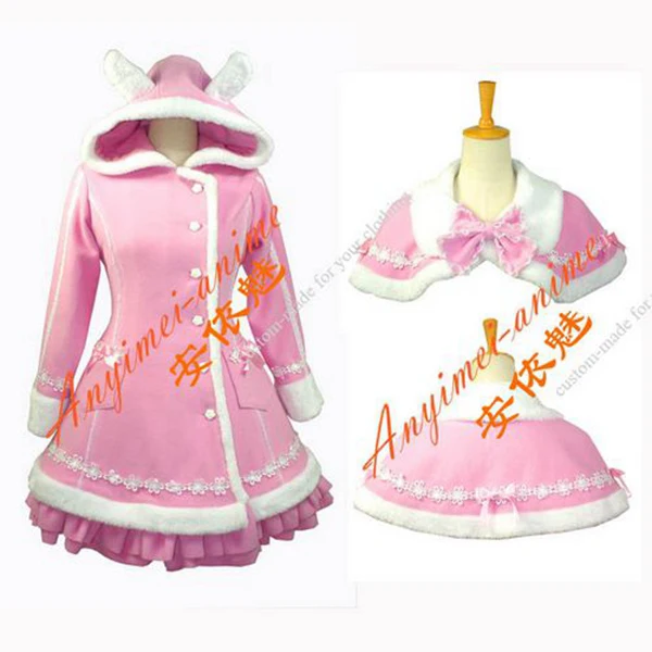 

Gothic Lolita Punk Wool Pink Coat Dress Cosplay Costume Custom-made[G672]