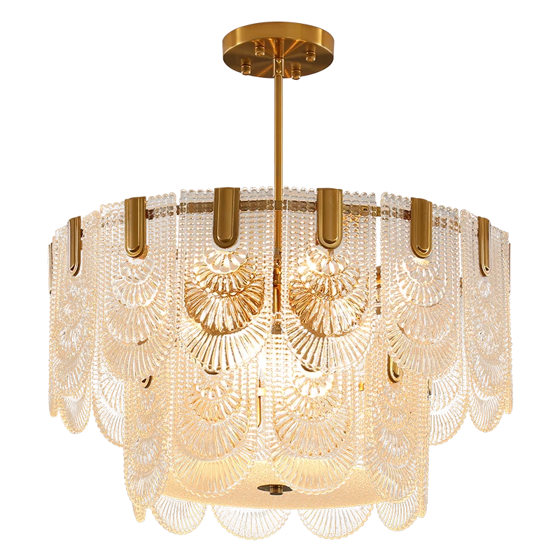 

French handmade glass luxury chandelier adjustable living room lamp bedroom hall dining room golden indoor LED lamps