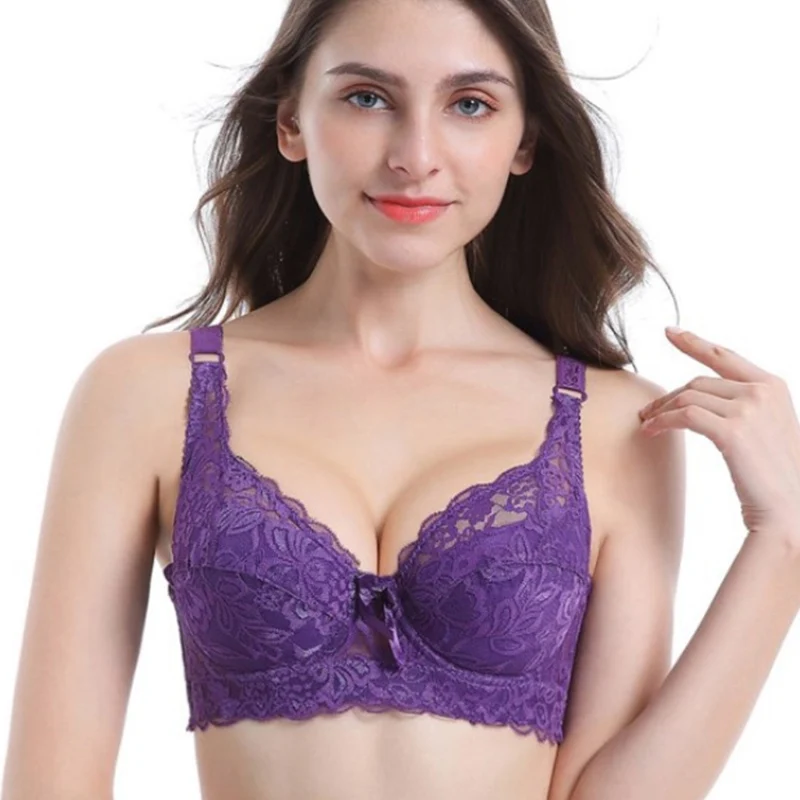 

Big Size Lace Bras for Women's Bralette Underwear Sexy Lingerie Light Padded Push Up Brassiere Deep V Bras 34-48 A B C D Cup