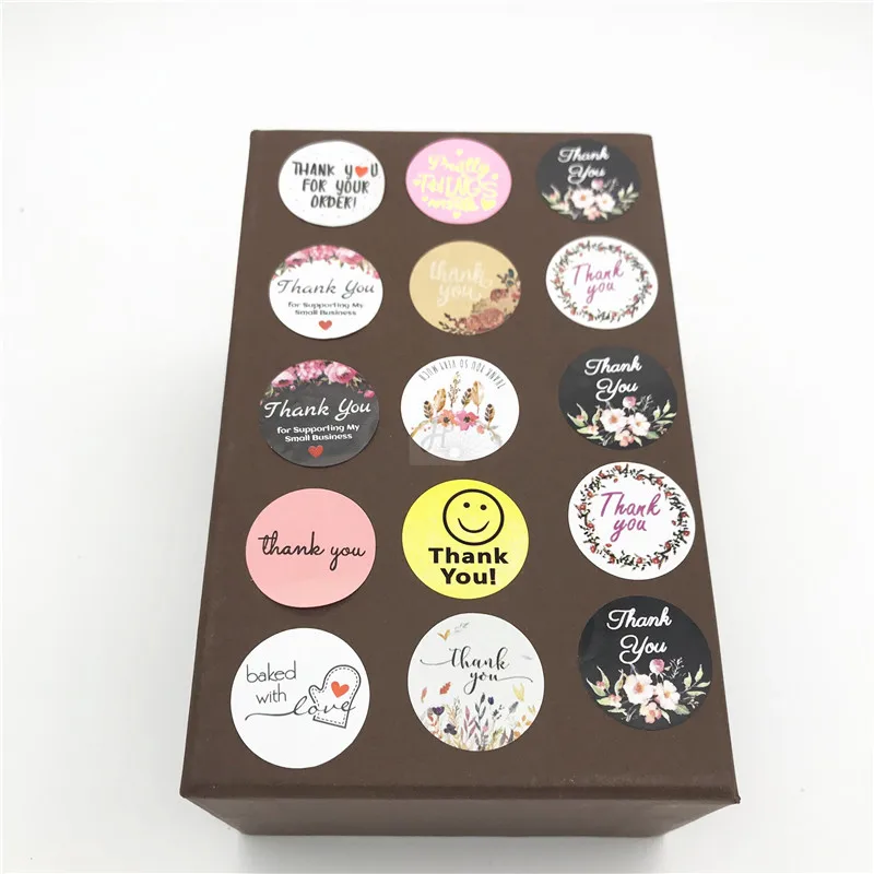 

Pink Paper Label Stickers Gold Thank You Sticker Scrapbooking 500pcs for Wedding Gift Christmas Card Business Packing Stationery