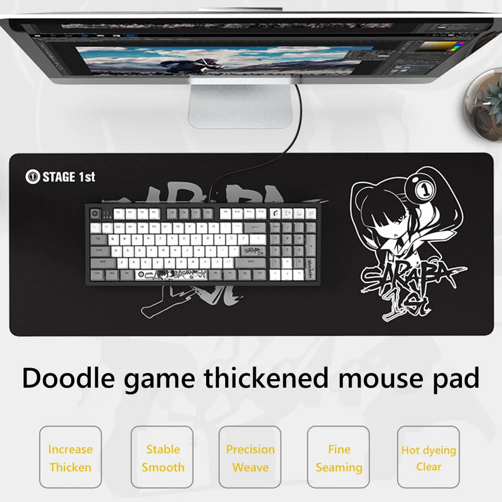

S1 Natural Rubber Anti-Slip Mouse Pad Gamer Computer Graffiti Mouse Mat Thickened Laptop Keyboard Desk Gaming Mat