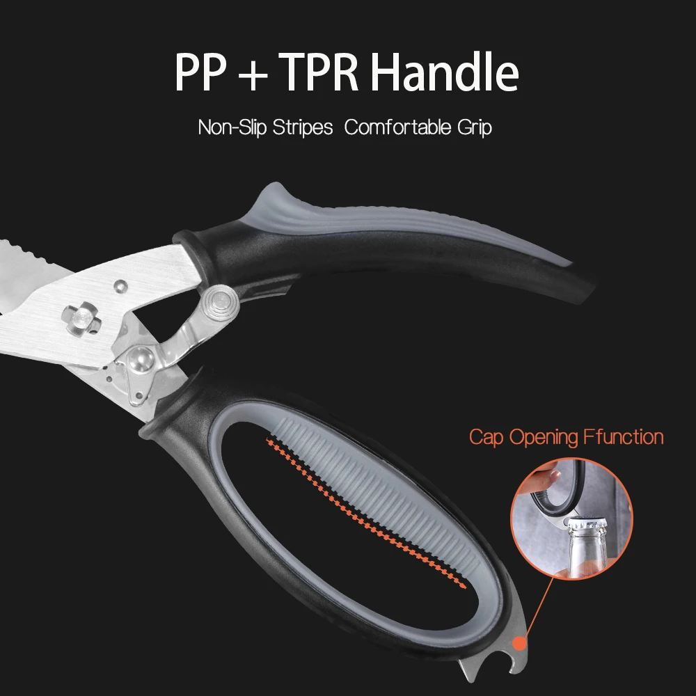 

Multifunctional stainless steel strong scissors sharp household kitchen fish cutting scissors high quality kitchen tools
