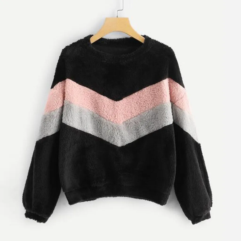 Осенний флисовый укороченный свитер с круглым вырезом для женщин повседневный