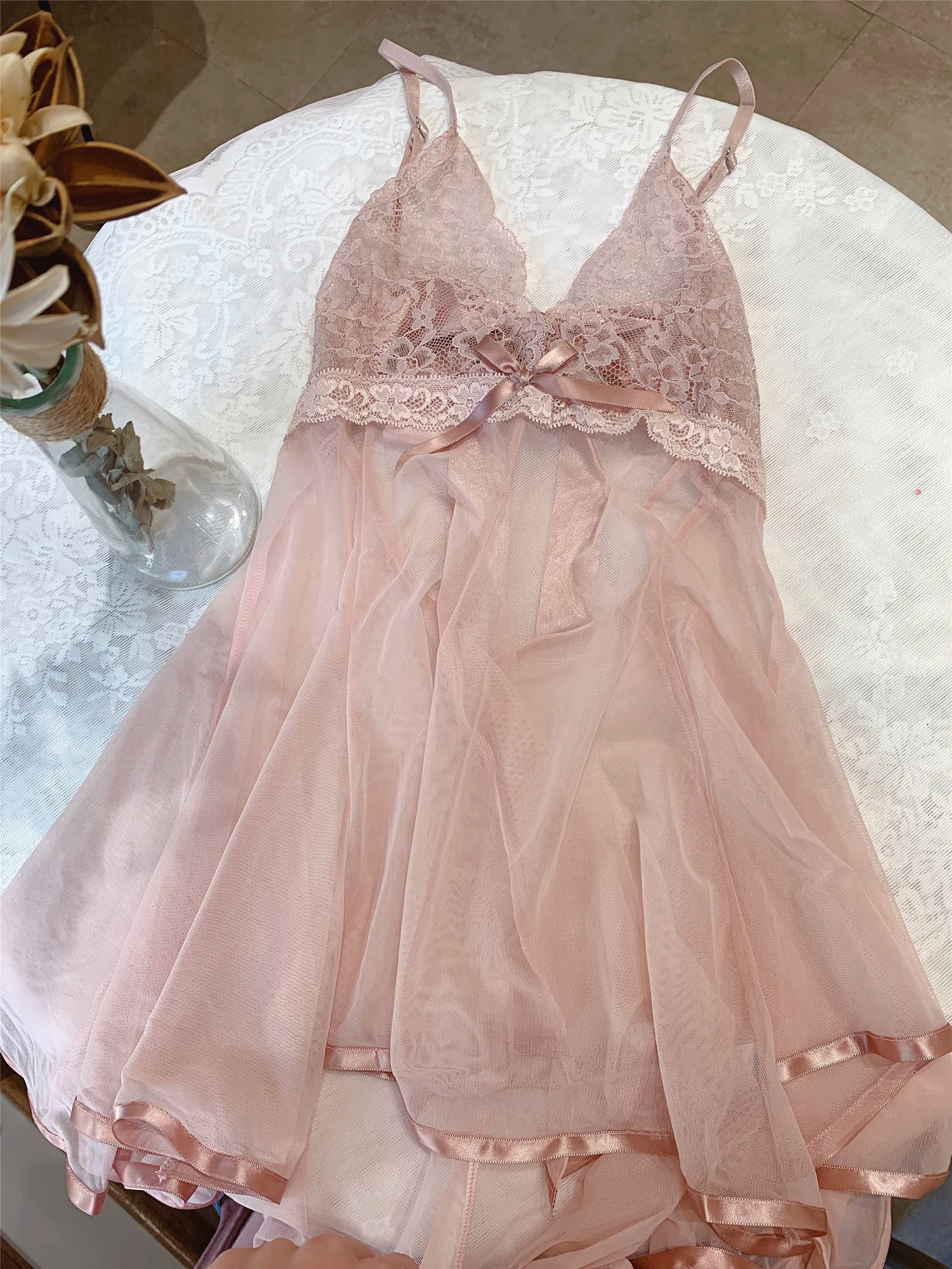 

Sexy Lingerie Woman 2022 New fairy sweet gauze transparent skirt super soft back lace private sleeping dress girl