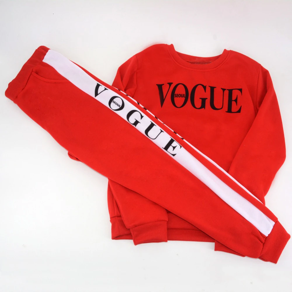 Женский спортивный костюм осень-зима 2019 женский VOGUE с буквенным принтом