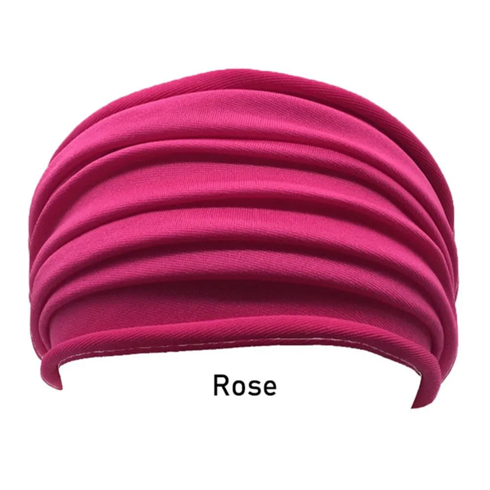 

New 1 PC Solid Color Fold Yoga Headband Nonslip Elastic Stretch Hairband Turban Running Headwrap Wide Sports Accessories 2020