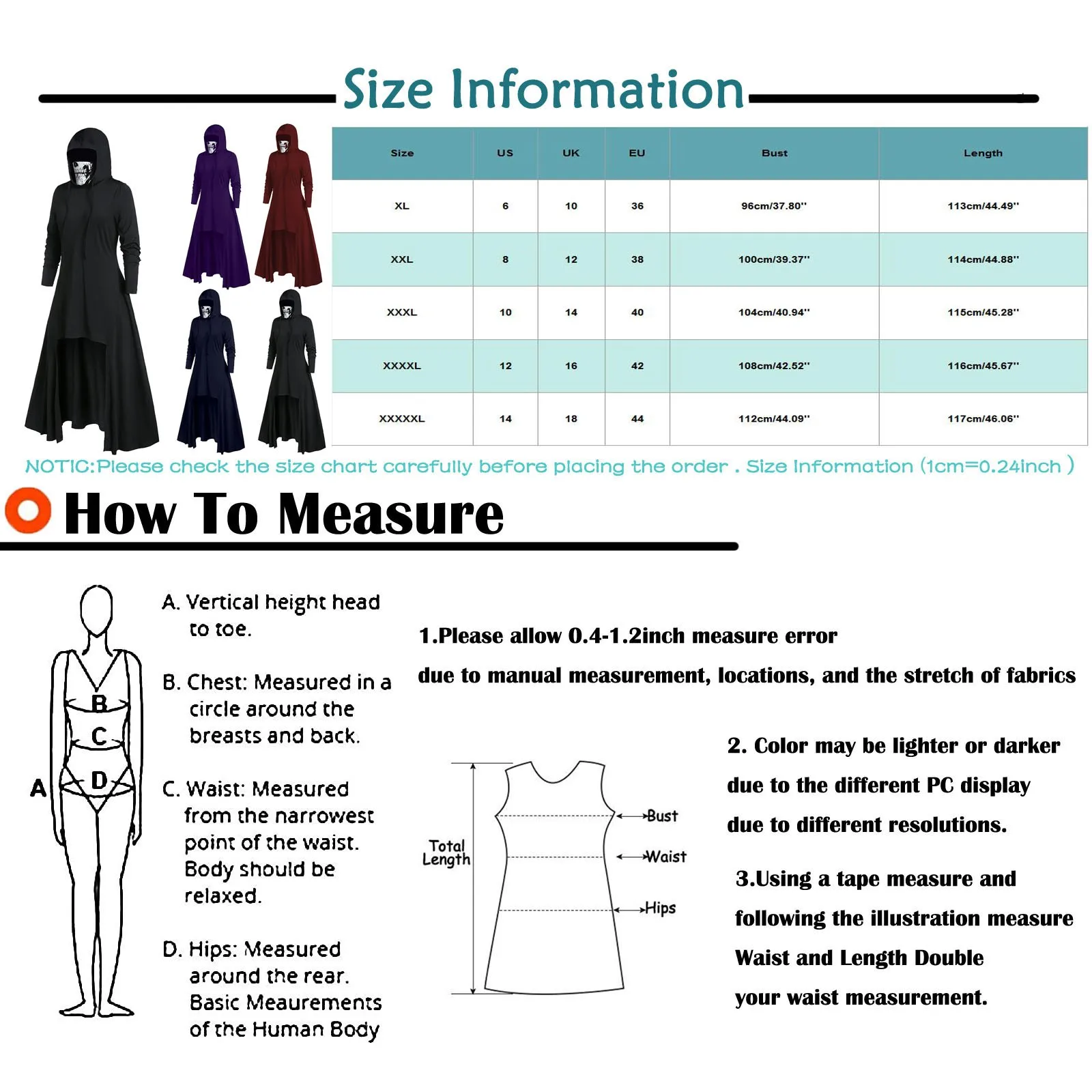 

Fashion Women Long Sleeve Casual Hooded Dress Skull Print Mask Special Design Casual Daily Punk Dress Halloween Costume#f3