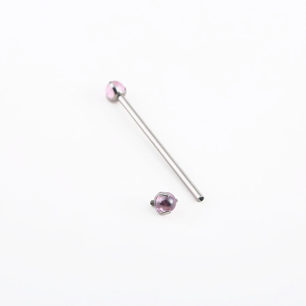 

14G Implant Grade Titanium ASTM F136 Internal Thread Beautiful Prong Set Clear Ball Nipple Piercing Barbell Women Body Jewelry