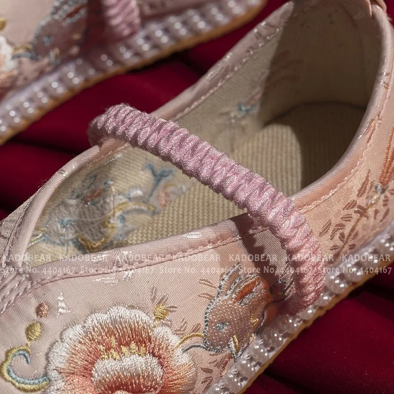 Детская традиционная китайская обувь с цветочной вышивкой Hanfu Yue Opera Обувь в