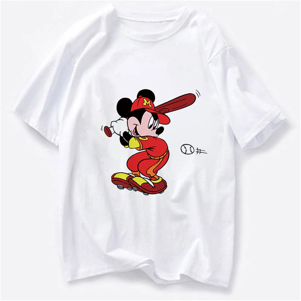 

2021 Women T Shirts Summer Short Sleeve Cartoon Disney T Shirt Mickey Mouse Print Female T-shirts Harajuku Women Clothes