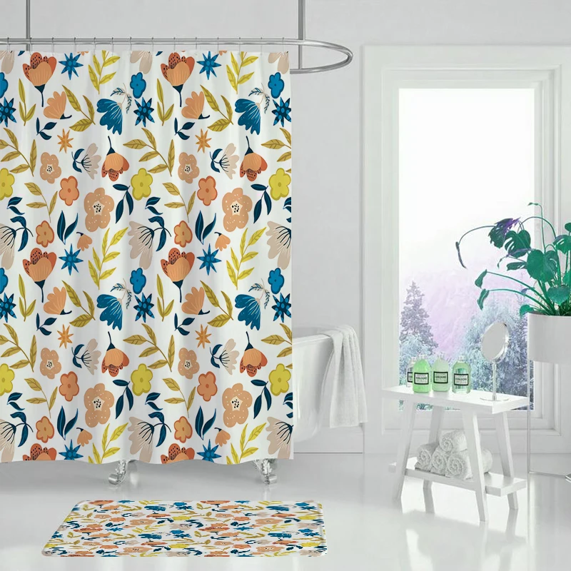 Занавеска для душа из полиэстера с цветочным принтом | Дом и сад
