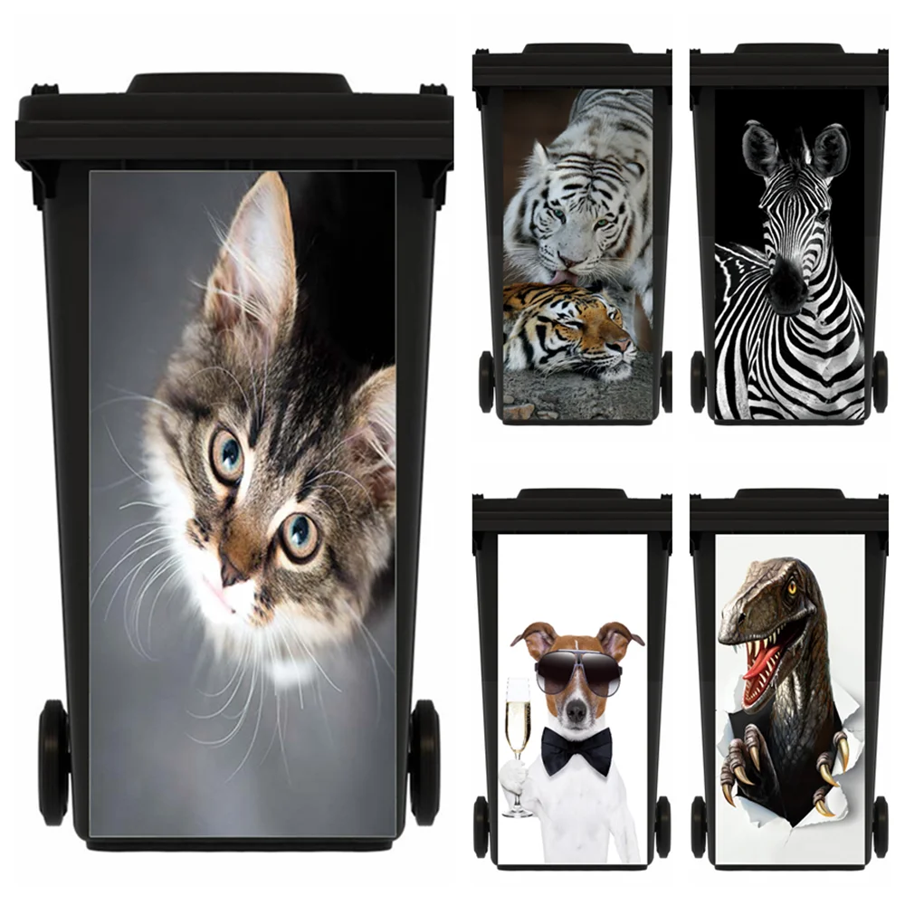 

Adhesive Waterproof Rubbish Bin Stickers Decals Cute Cat Animals Renew Trash Can Cover Sticker Renew Poster For Kitchen Decor