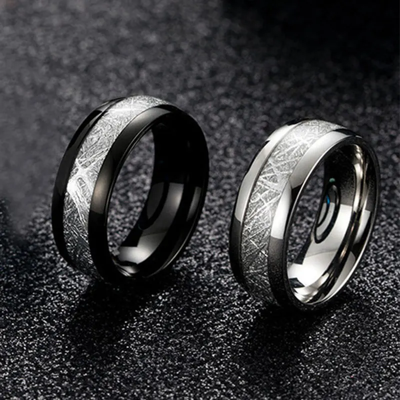 

Carbon Fiber Couple Stainless Steel Jewelry Inlaid Anti-grain Stone for Men Wholesale Mens Ring Wedding rings Gothic Hot Sold