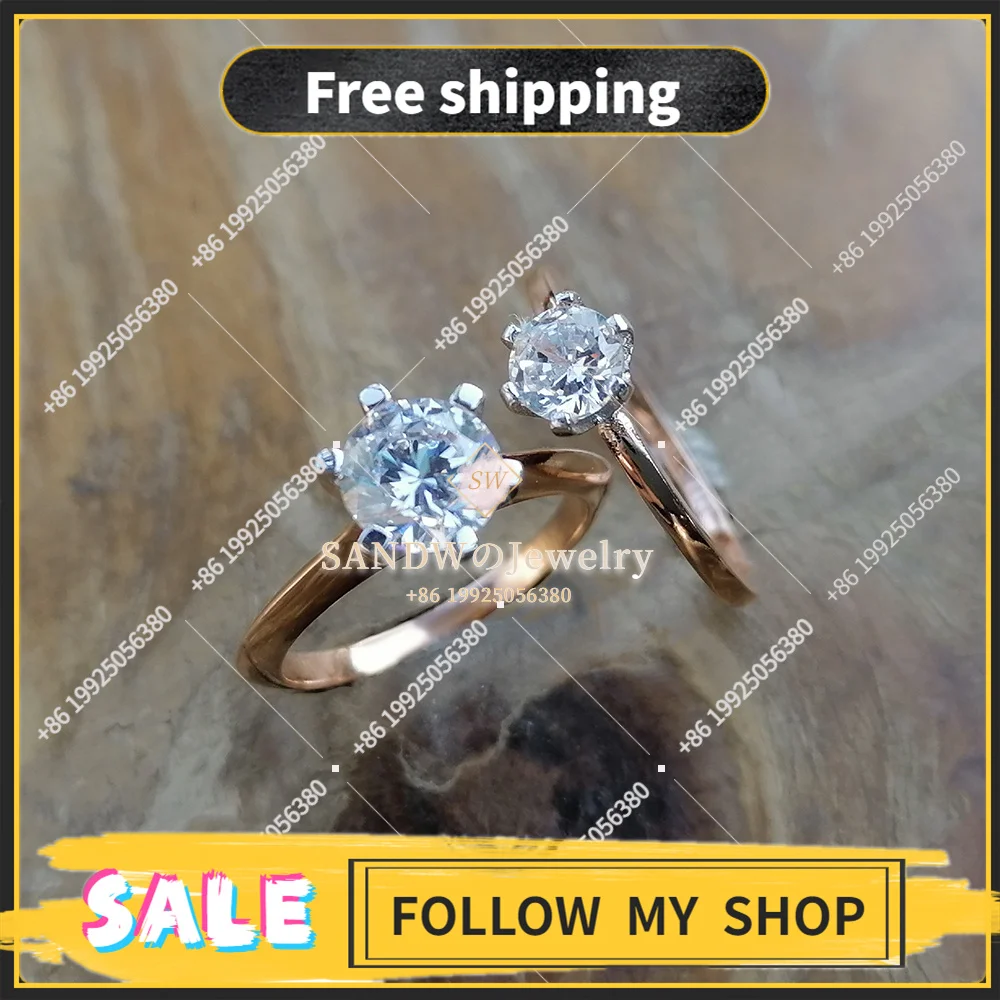 

Wedding rings six claw white zircon S925 sterling silver jewelry fashion classic charm original men and Women couple accessories